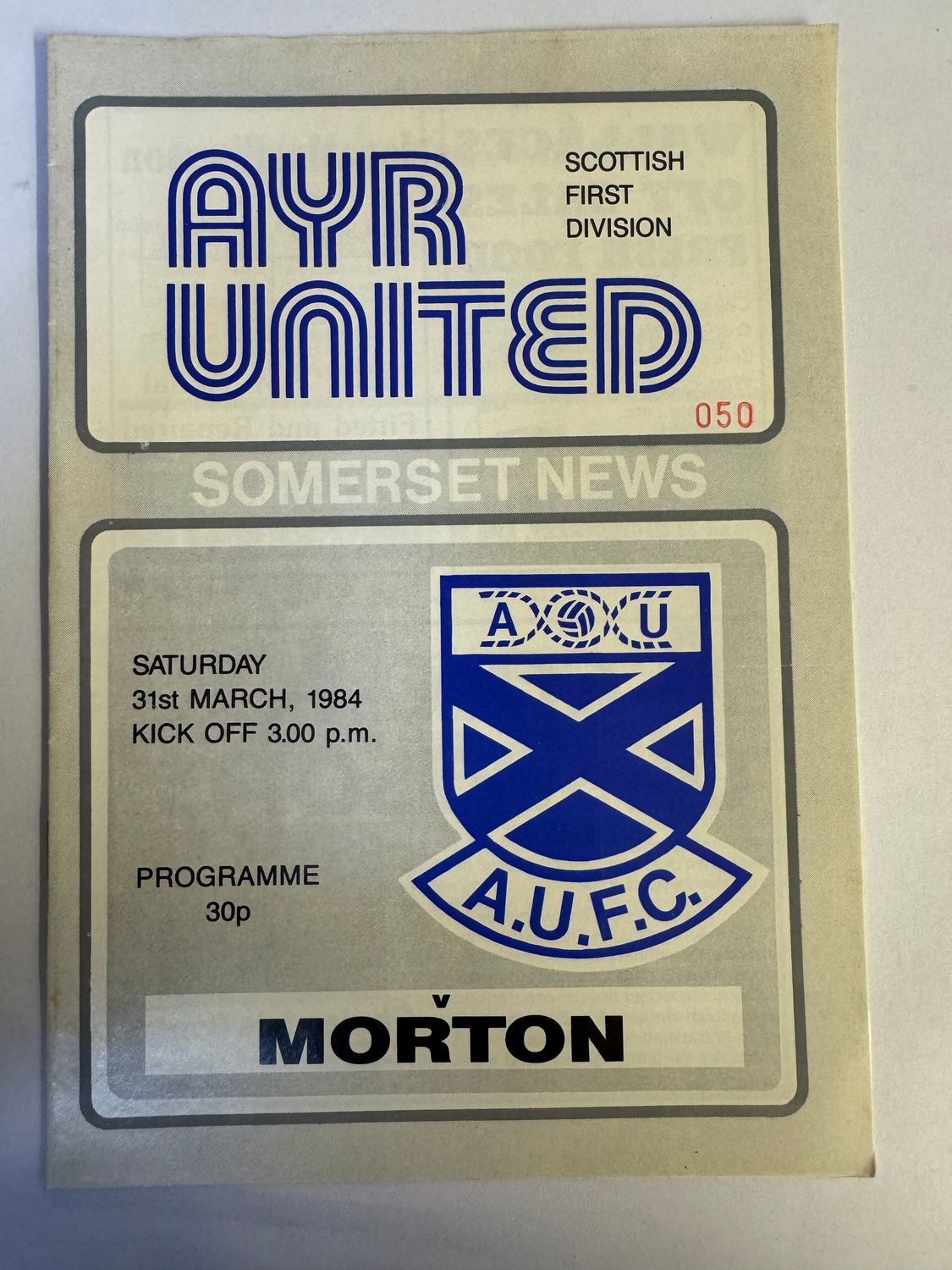 Ayr United v Morton - 31/3/84