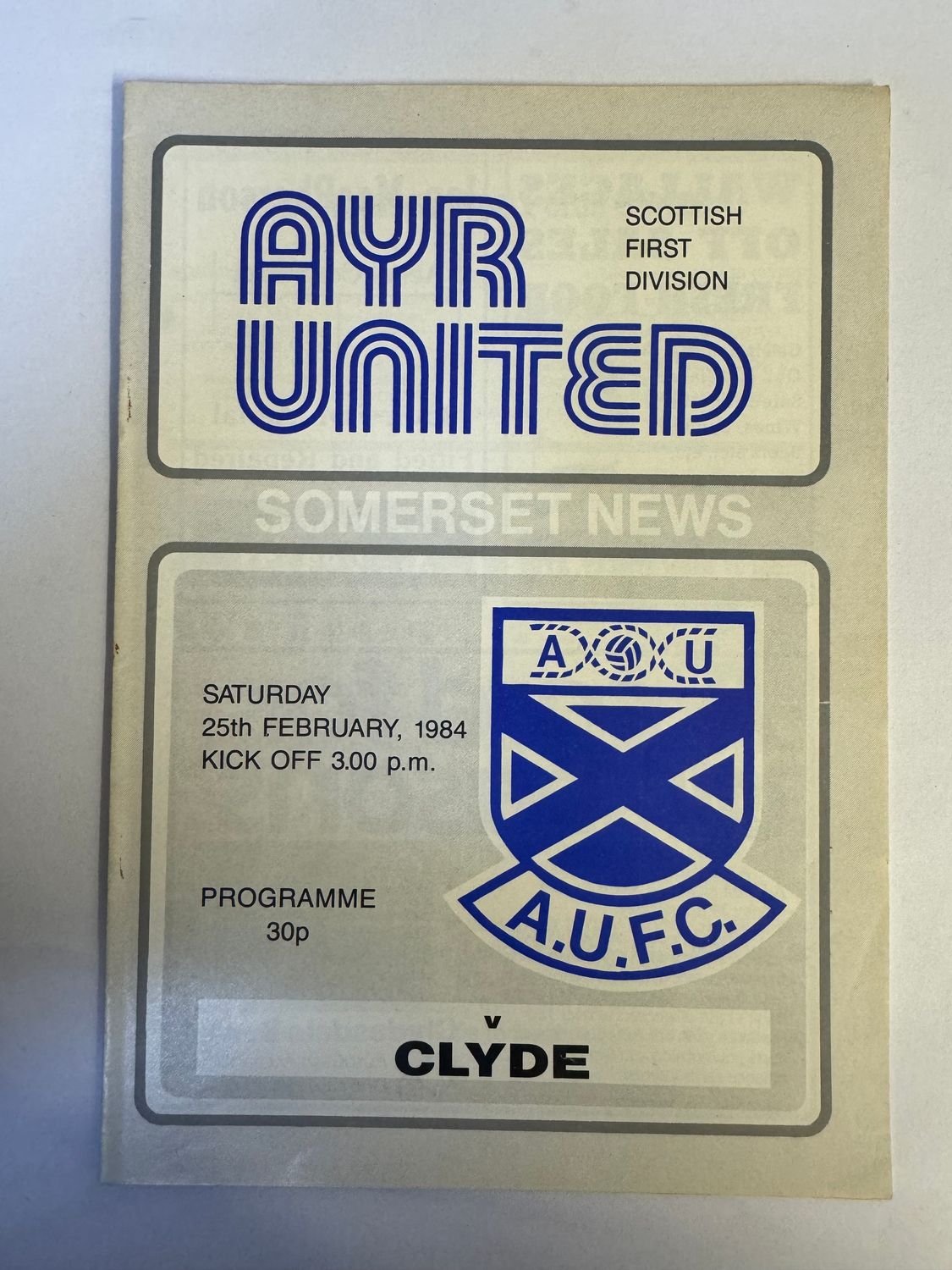 Ayr United v Clyde - 25/2/84