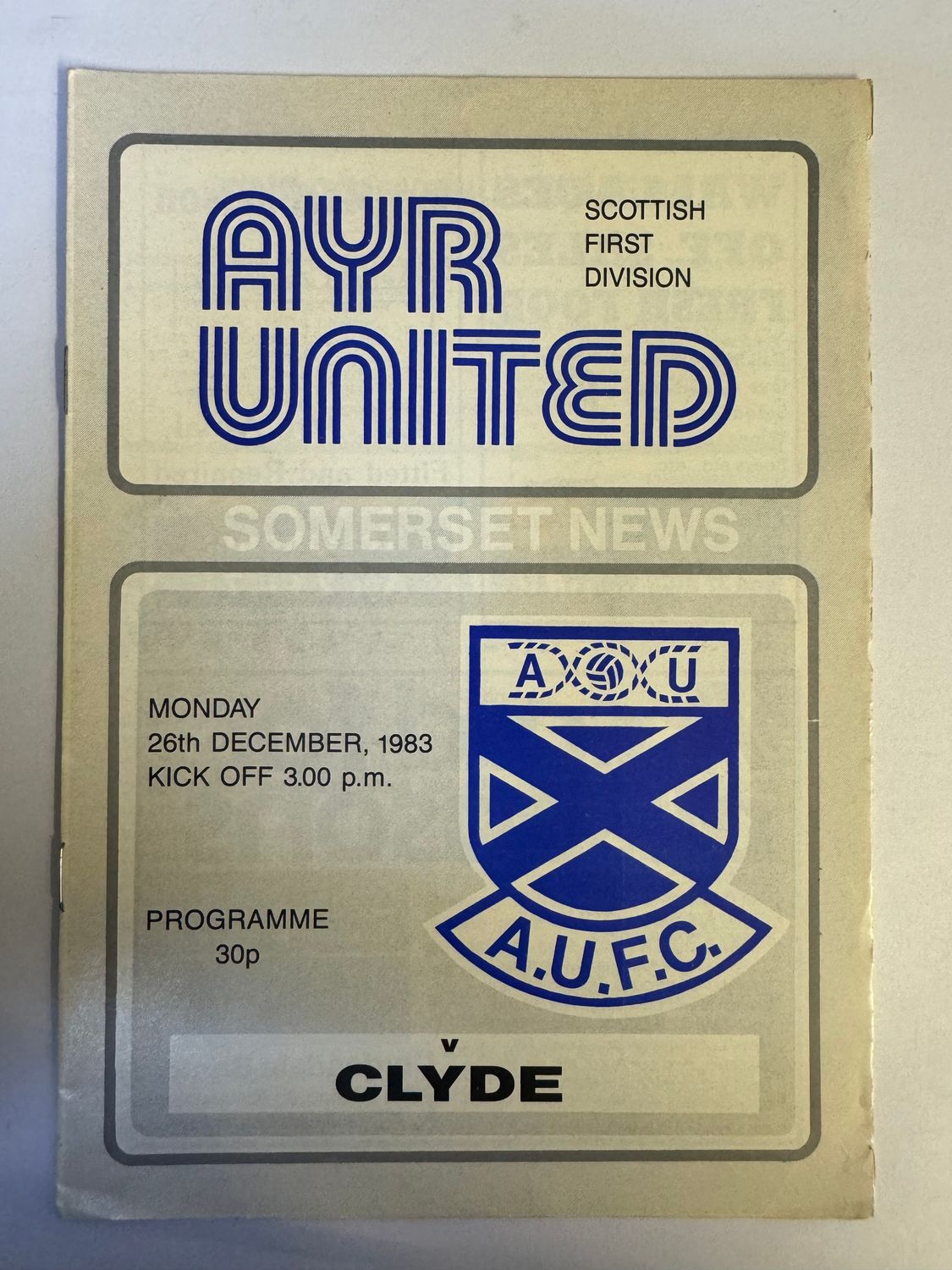 Ayr United v Clyde - 26/12/83