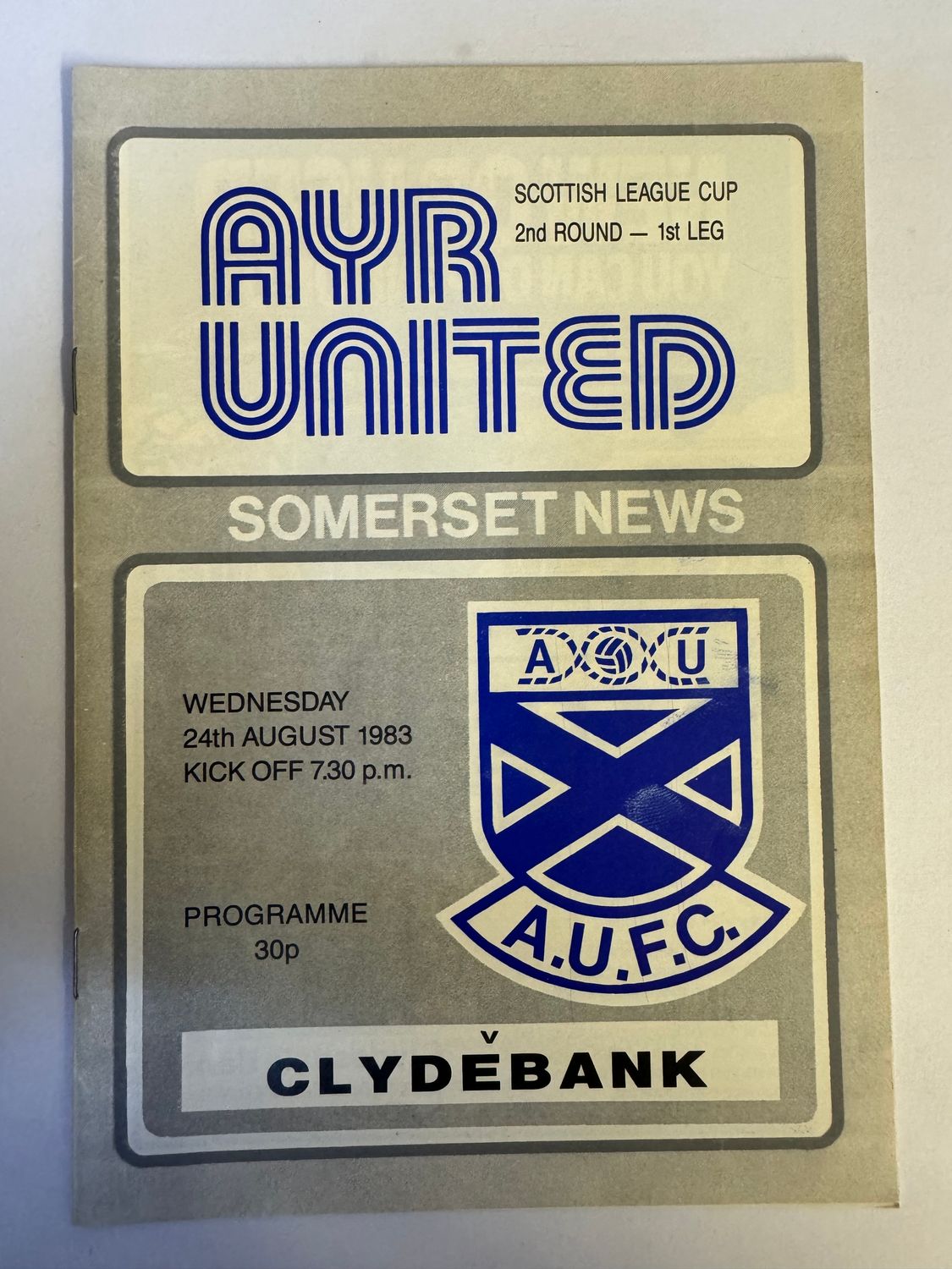 Ayr United v Clydebank - 24/8/83