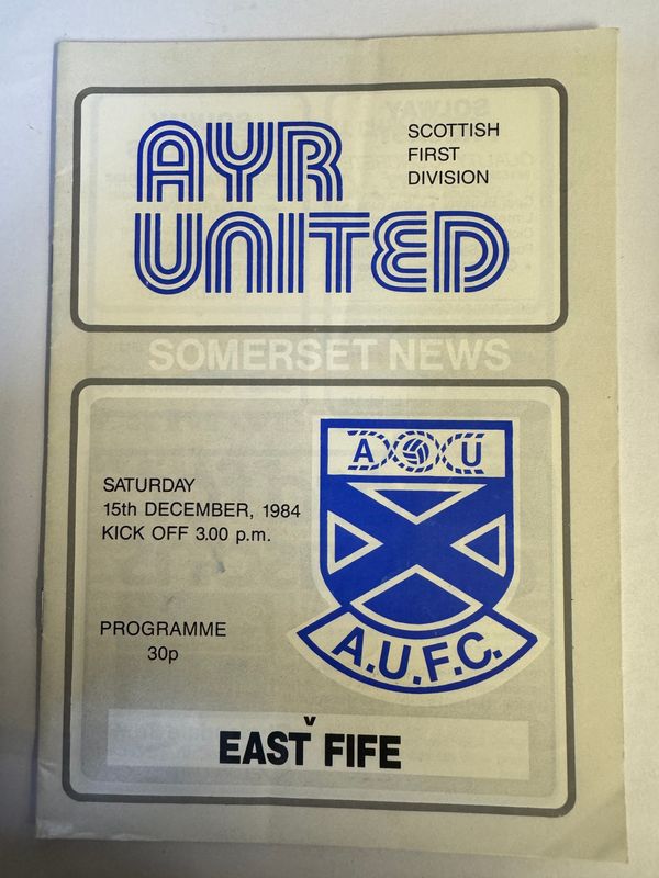 Ayr United v East Fife - 15/12/84