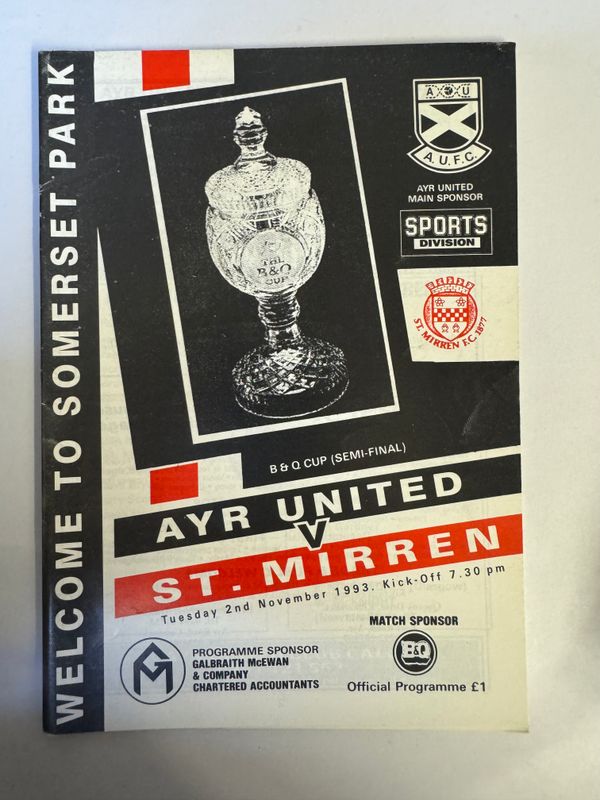 Ayr United v St.Mirren - 2/11/93