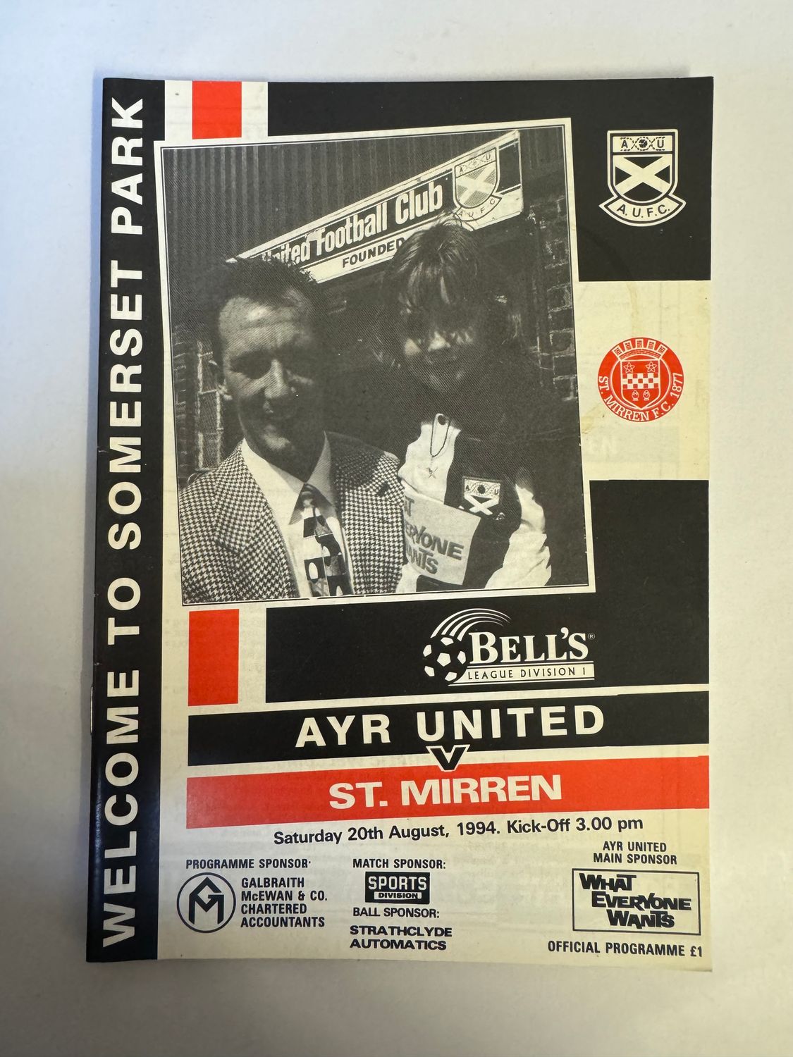 Ayr United v St.Mirren - 20/8/94