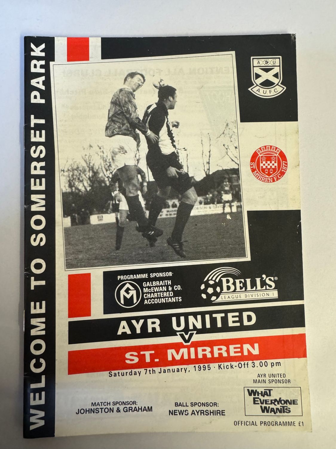 Ayr United v St.Mirren - 7/1/95