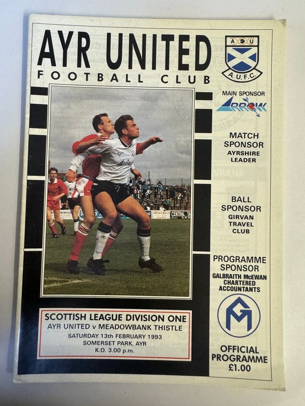 Ayr United v Meadowbank - 13/2/93