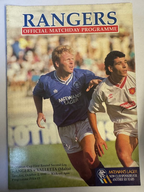 Rangers v Valletta - 2/10/90