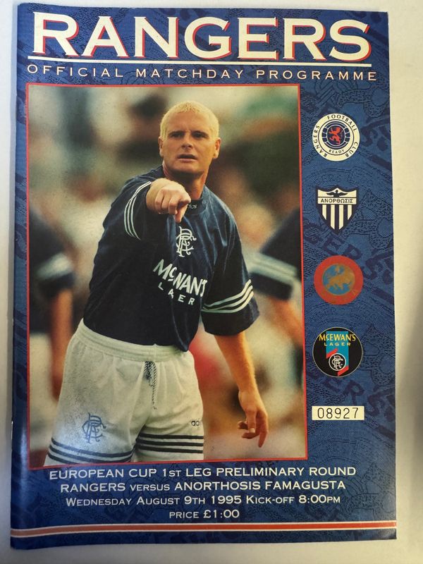 Rangers v Anorthosis Famagusta - 9/8/95