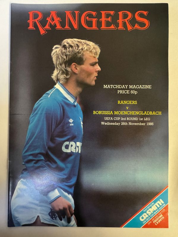 Rangers v Borussia Moenchengladbach - 26/11/86