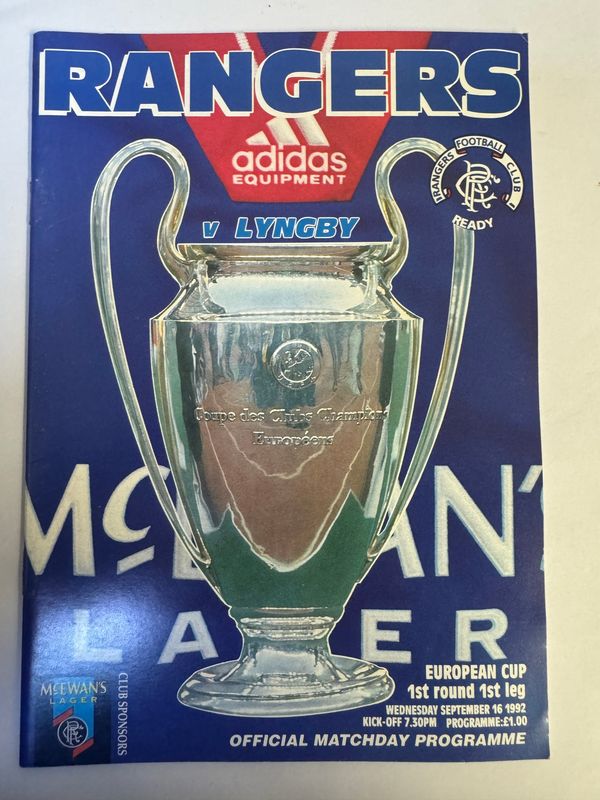 Rangers v Lyngby - 16/9/92