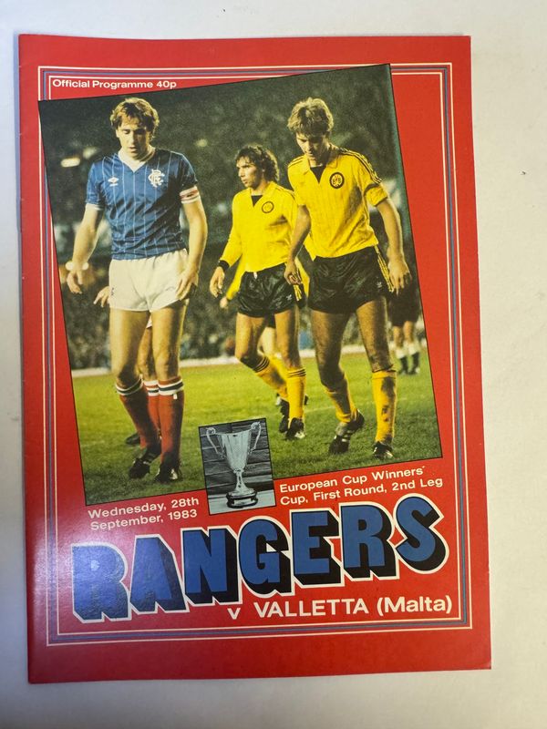 Rangers v Valletta - 28/9/83