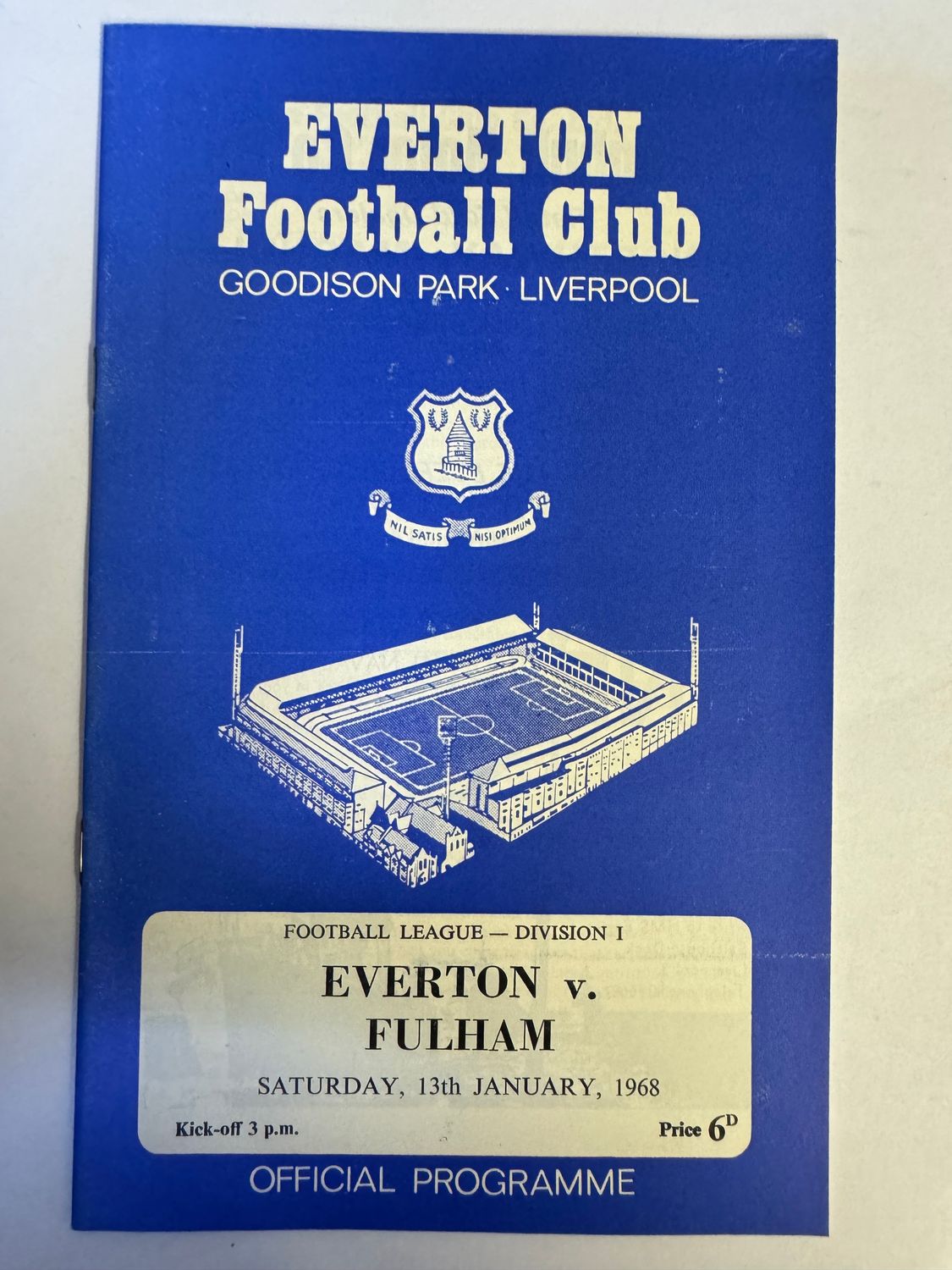 Everton v Fulham - 13/1/68