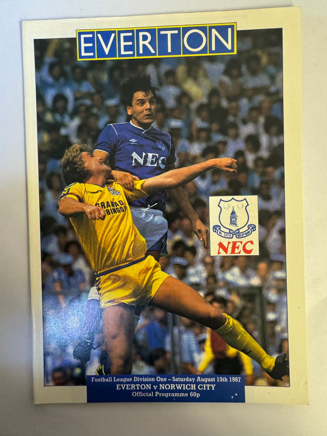 Everton v Norwich - 15/8/87