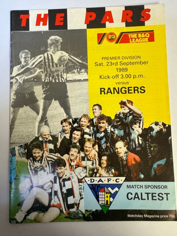 Dunfermline v Rangers - 23/9/89