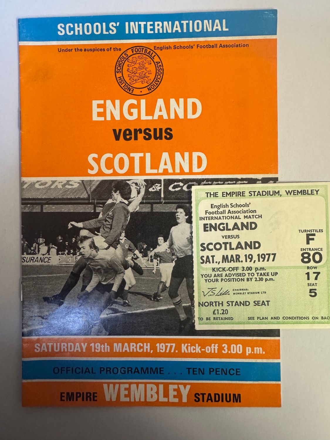 1977 England v Scotland plus ticket