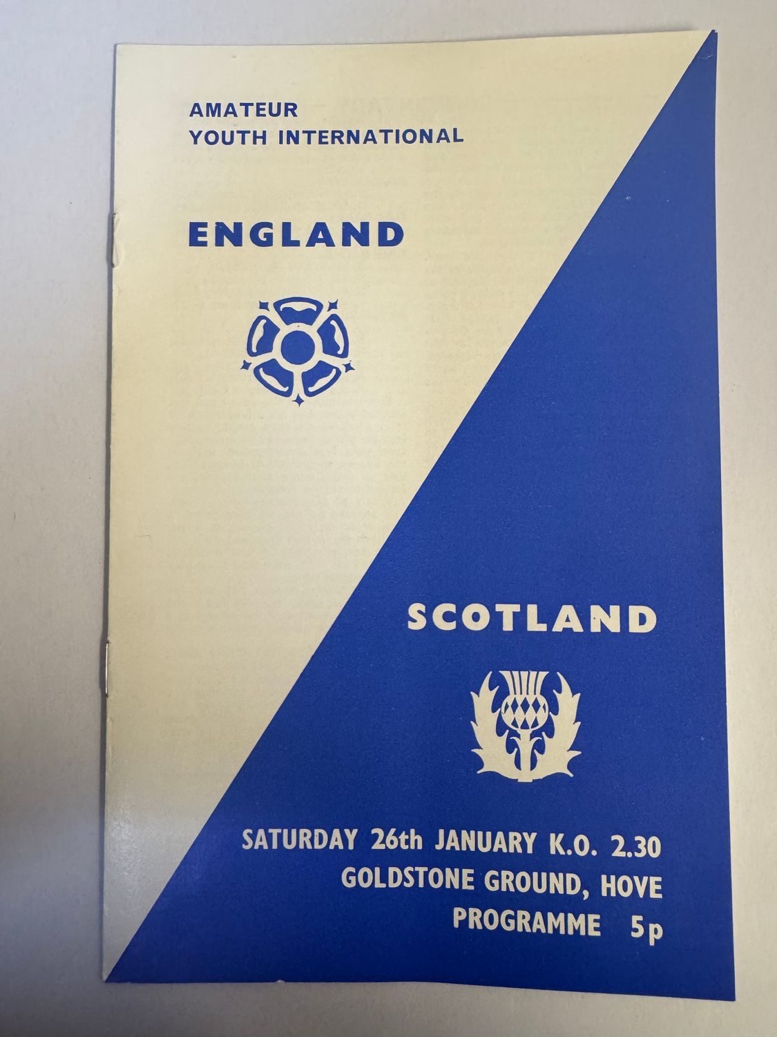 1974 England v Scotland Amateur Youth International