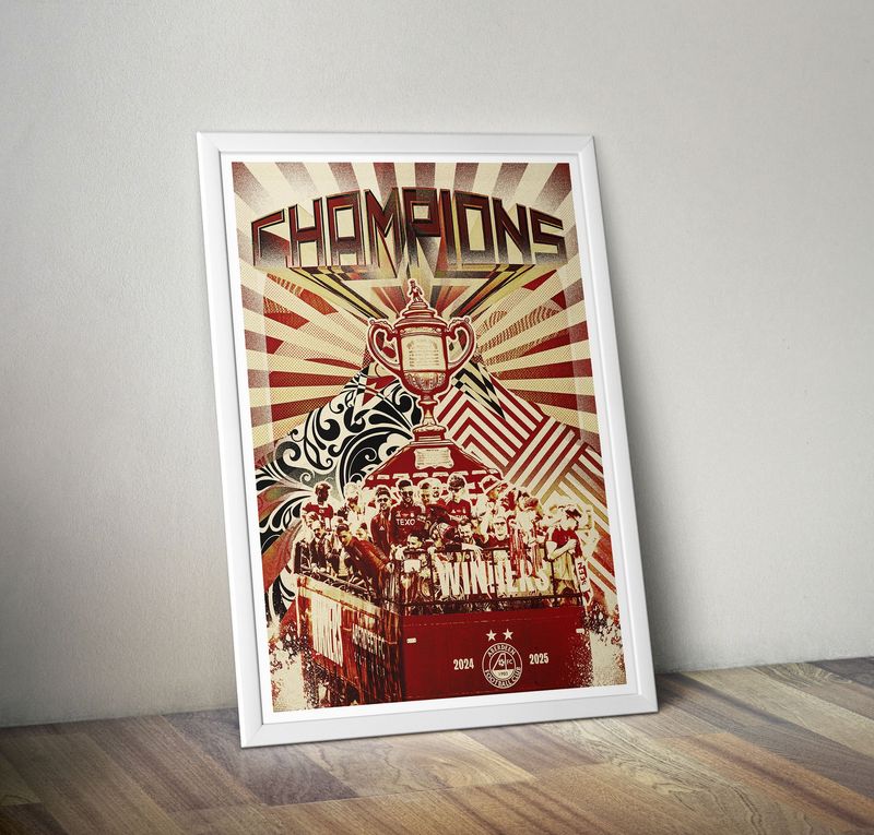 A4 POSTER - Aberdeen Scottish Cup Winners (Red)