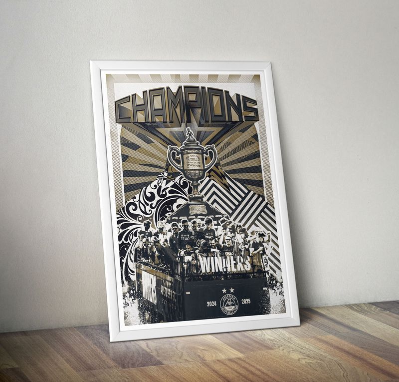 A4 POSTER - Aberdeen Scottish Cup Winners (Black)