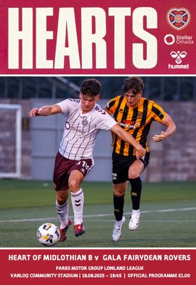 Hearts B v Gala Fairydean Rovers - 19/08/25