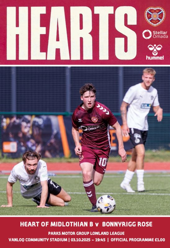 Hearts B v Bonnyrigg Rose - 03/10/25