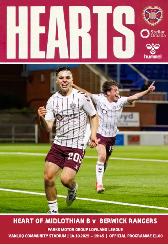 Hearts B v Berwick Rangers - 14/10/25
