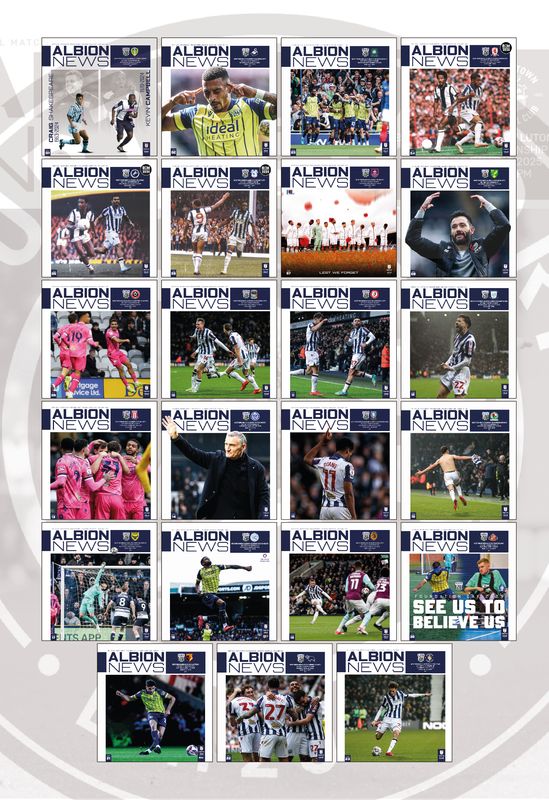 West Bromwich Albion 2024/25 League Home Matchday Programme Collection - SPECIAL OFFER