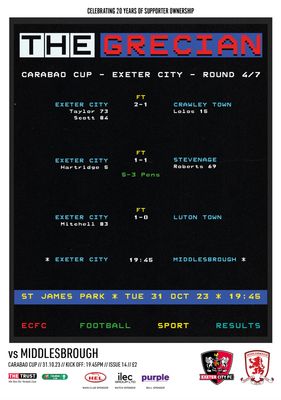 Exeter City v Middlesbrough - 31/10/23