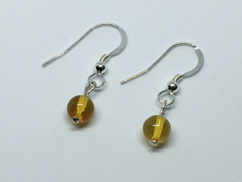 Boucles d'oreilles pendantes argent et pierre  ambre de la Baltique