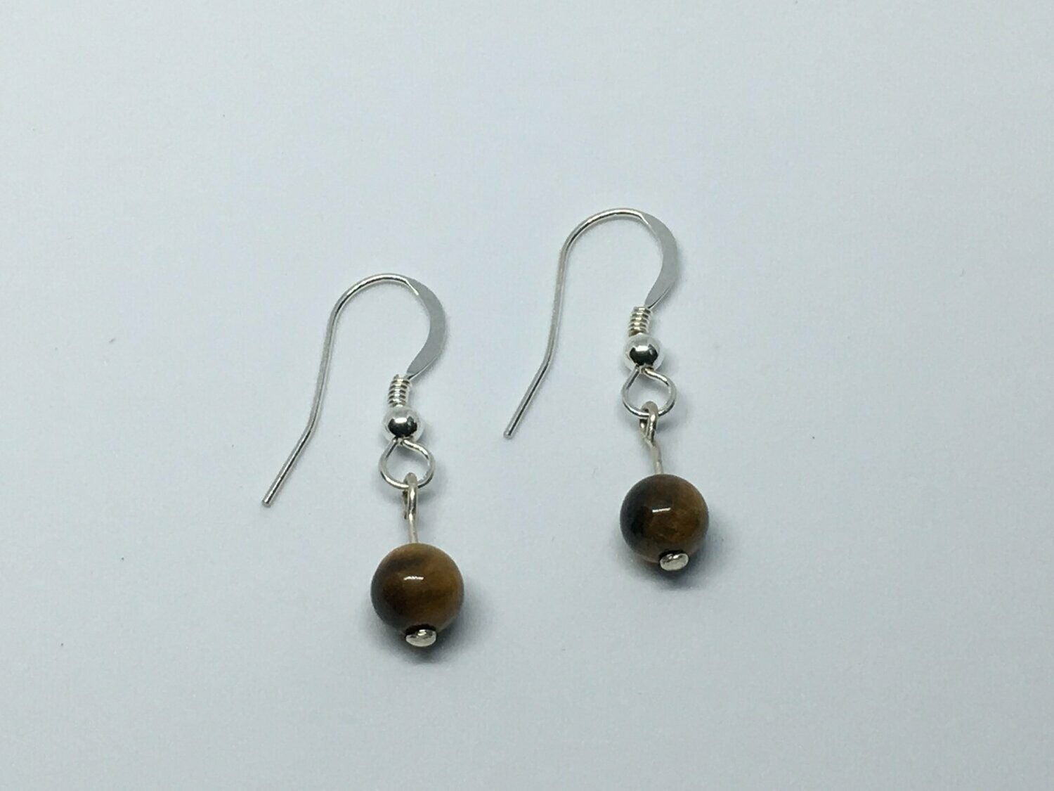 Boucles d'oreilles pendantes argent et pierre Œil de tigre