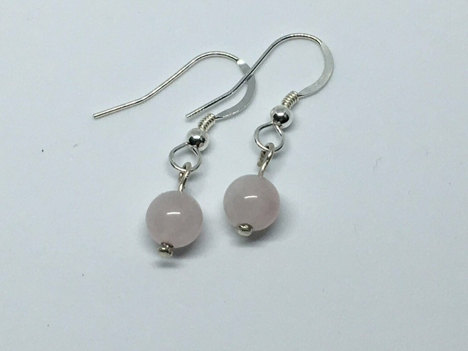 Boucles d'oreilles pendantes argent et pierre quartz rose