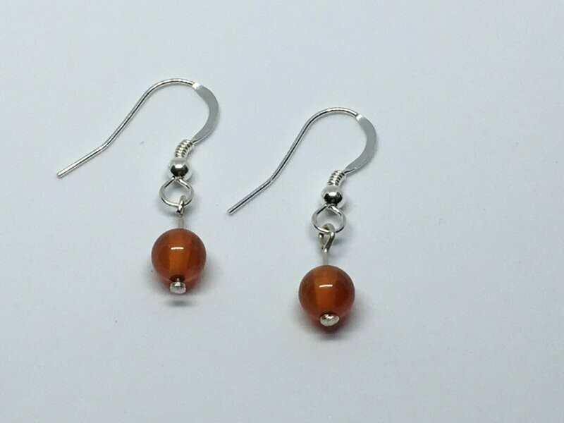 Boucles d'oreilles pendantes argent et pierre Red Agate