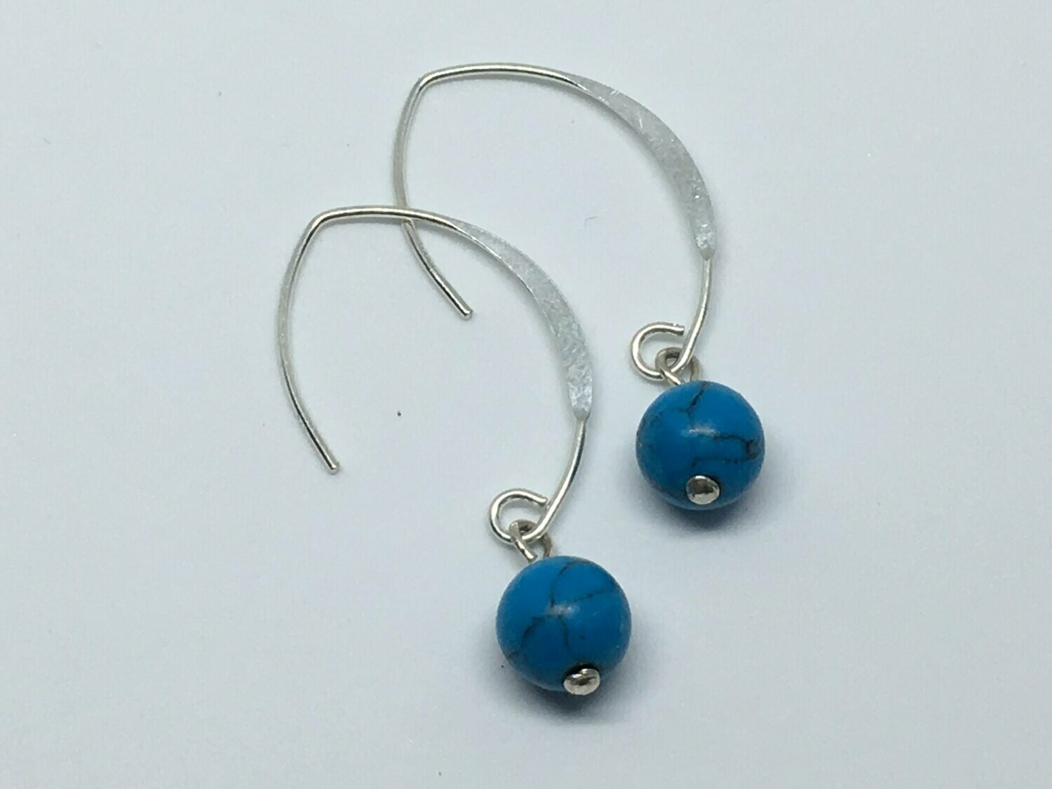 Boucles d'oreilles pendantes argent et pierre  Turquoise imitation