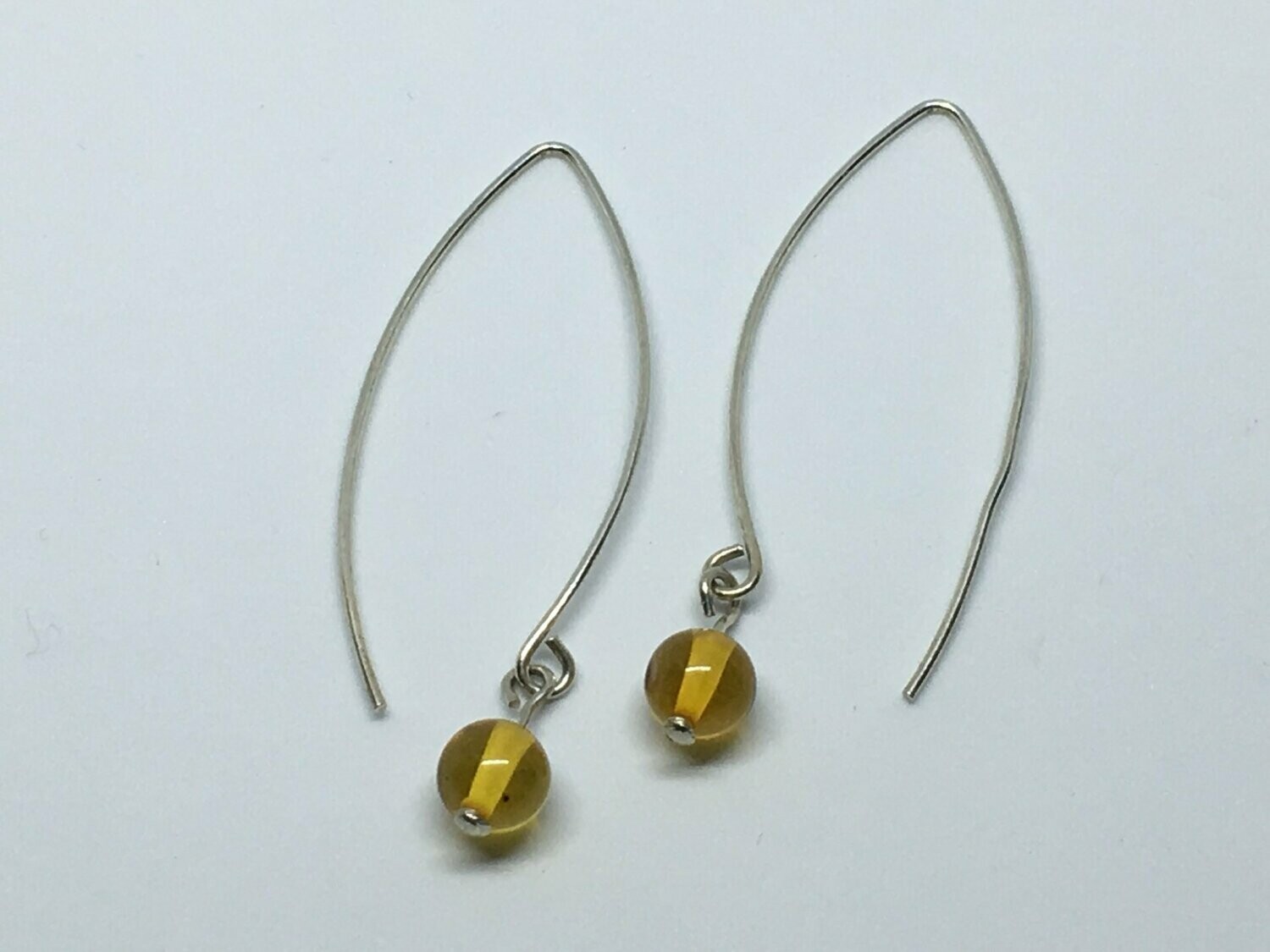 Boucles d'oreilles pendantes argent et pierre  Ambre de la Baltique
