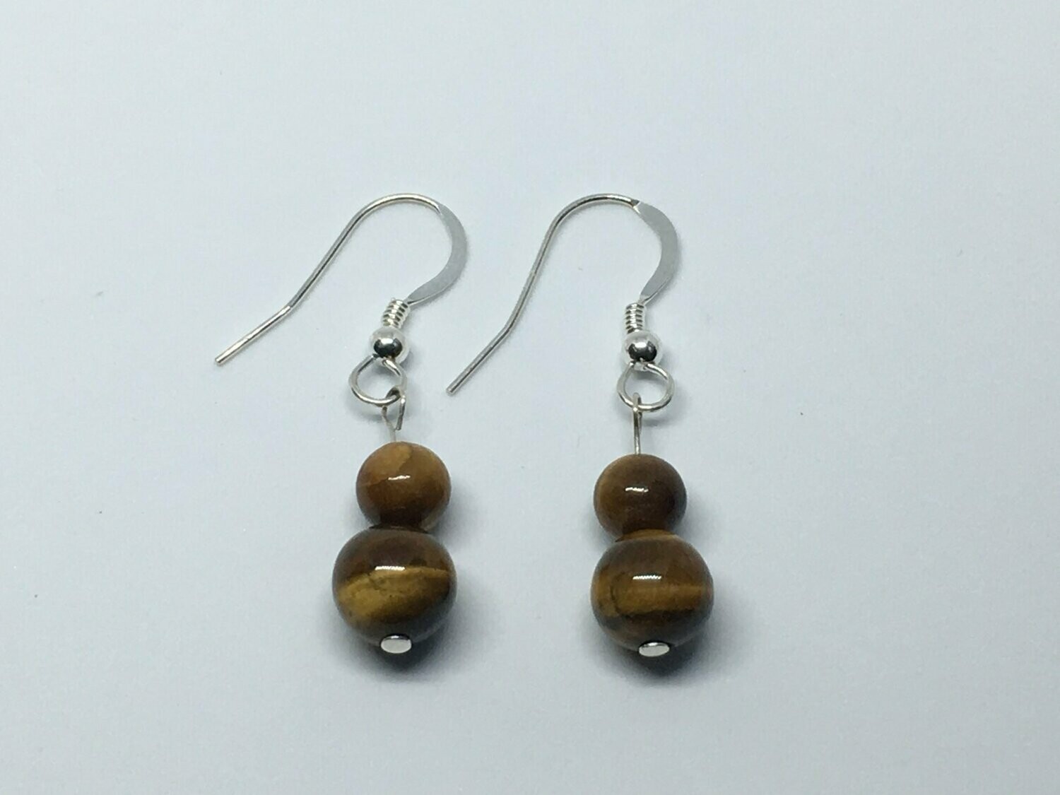 Boucles d'oreilles pendantes argent et pierre Œil de Tigre