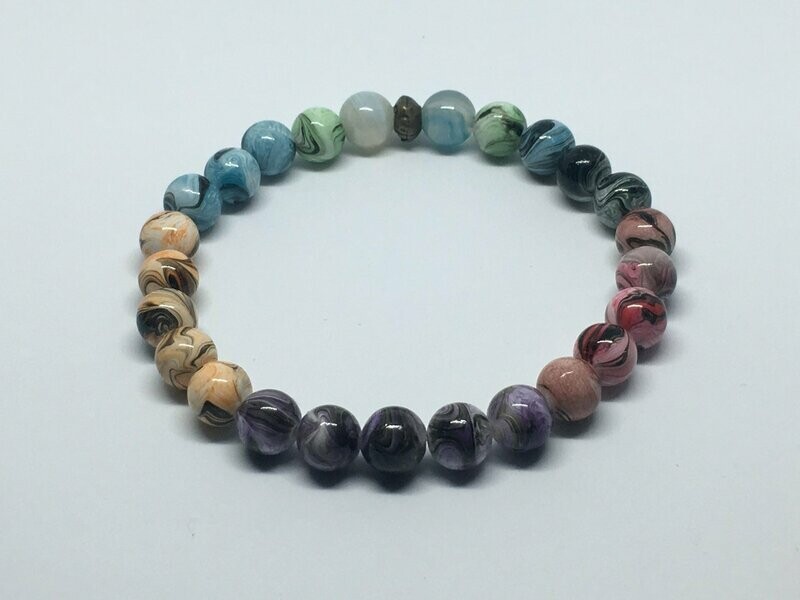 Bracelet perles en acryliques, multicolore