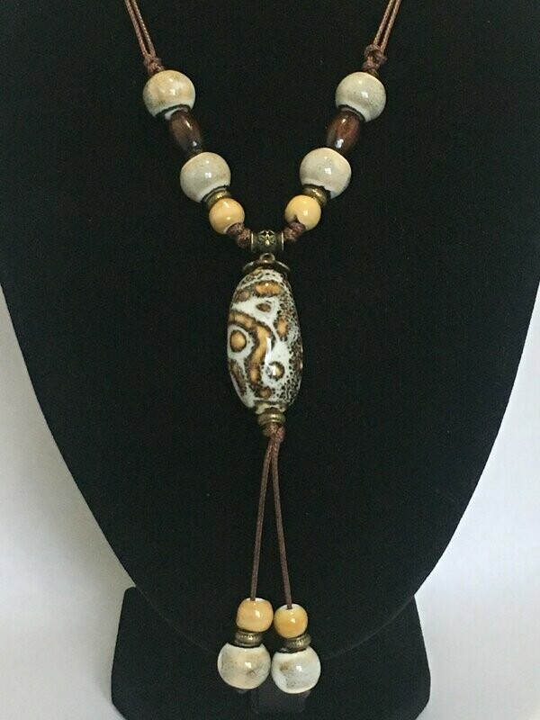 Collier Fashion céramique Marron