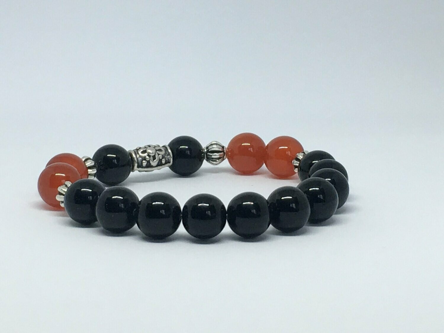 Bracelet Onyx noir et Agate rouge