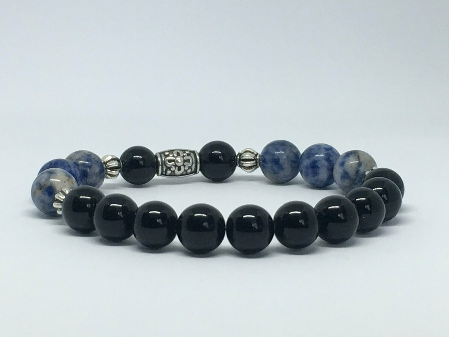 Bracelet Onyx noir et Sodalite du Brésil