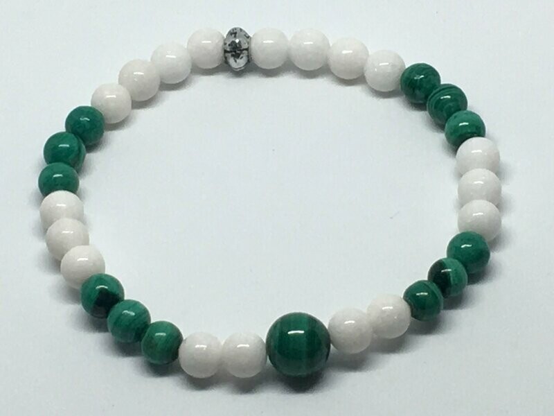 Bracelet Malachite et Marbre blanc