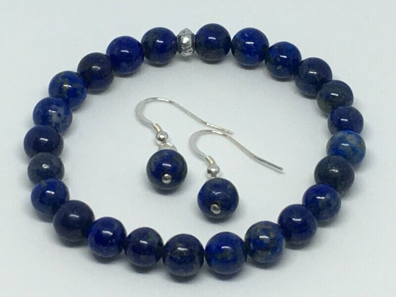 Parure Bracelet + Boucles d'Oreilles Lapis Lazuli