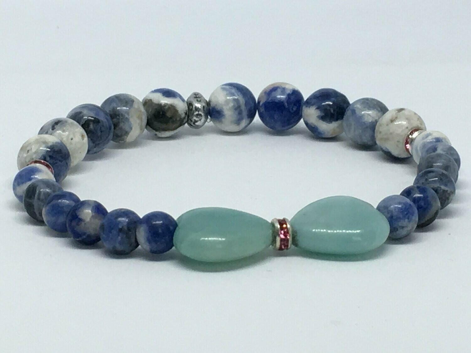 Bracelet sodalite et cœur en Amazonite