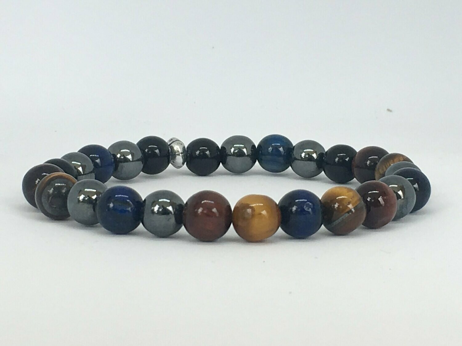 Bracelet "Protection" en Œil de tigre, Hématite et Onyx