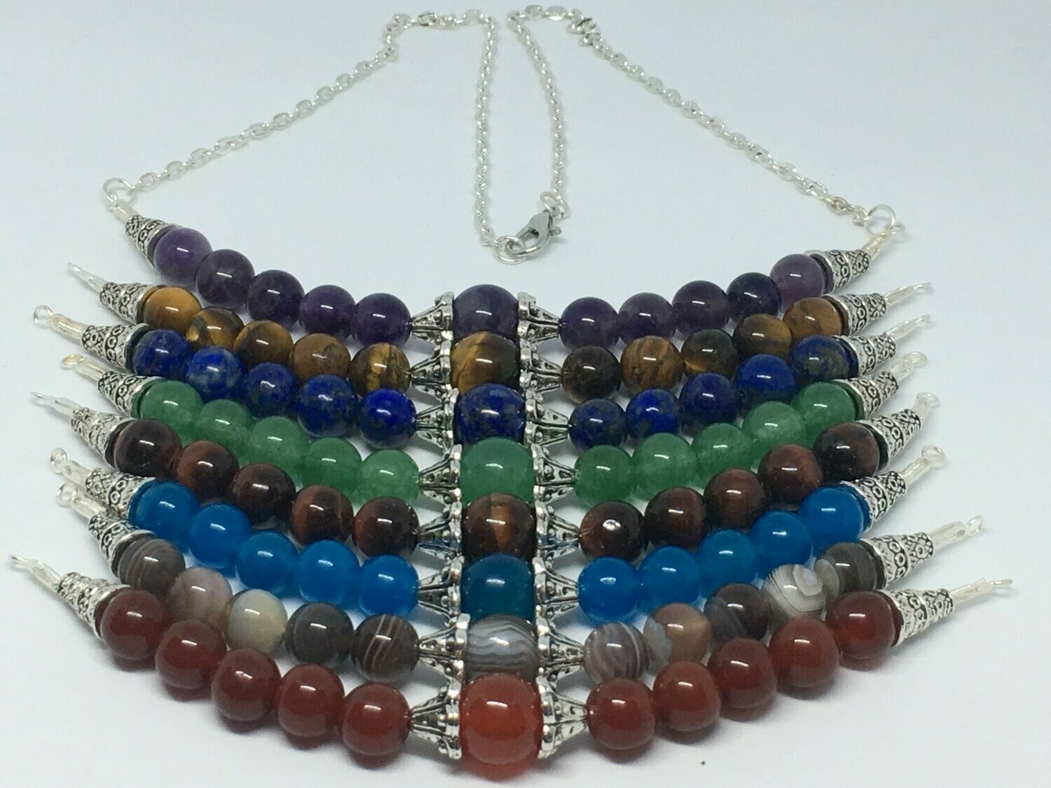 Collier  avec pierre au choix  Améthyste, Œil du tigre ....