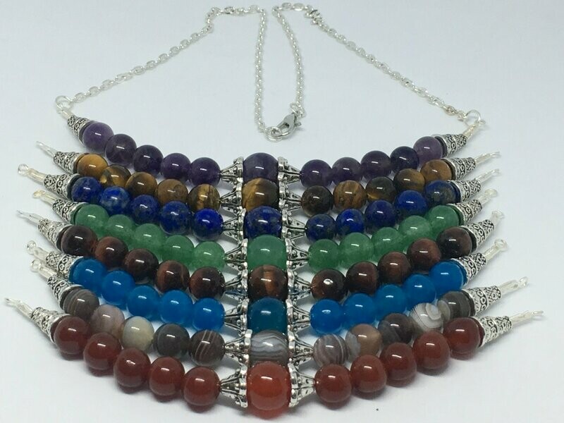 Collier  avec pierre au choix  Améthyste, Œil du tigre ....