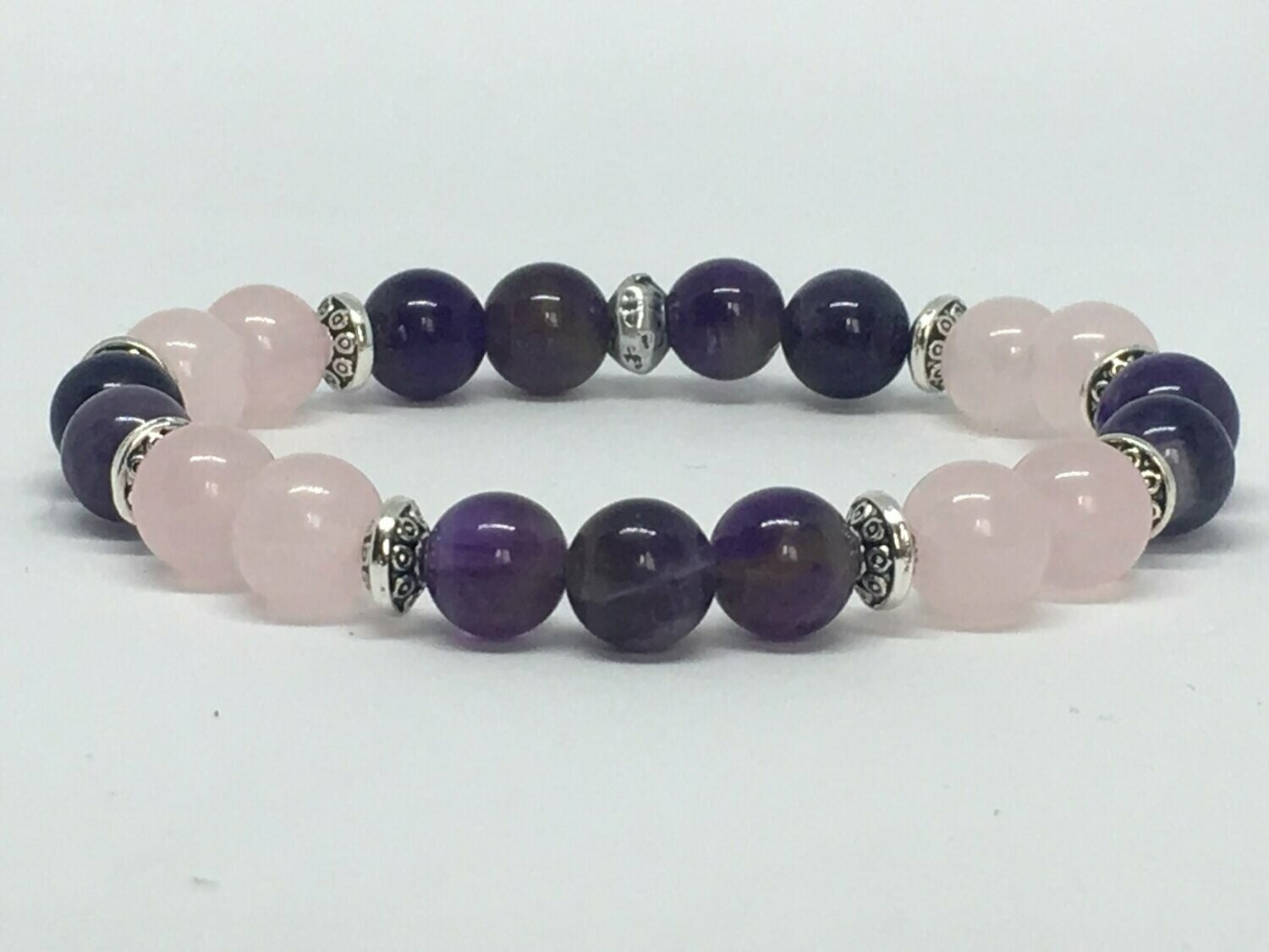 Bracelet  "Sérénité" Améthyste et Quartz Rose