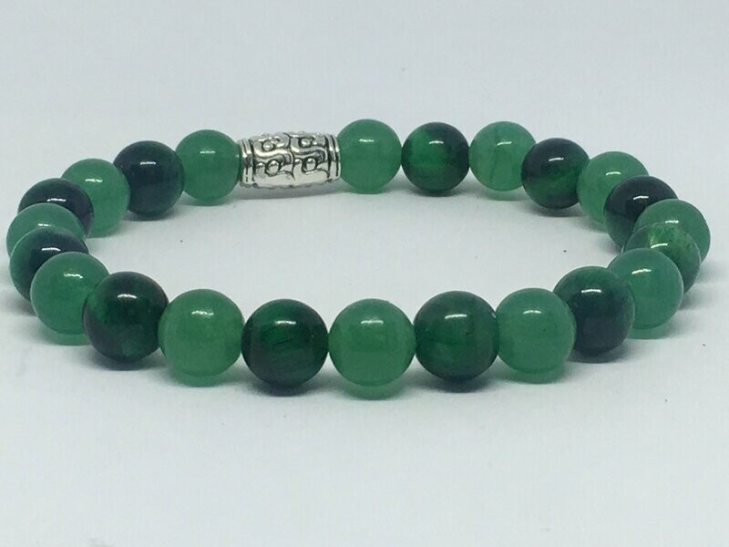 Bracelet  Perles Green Aventurine et Œil de tigre teinté vert