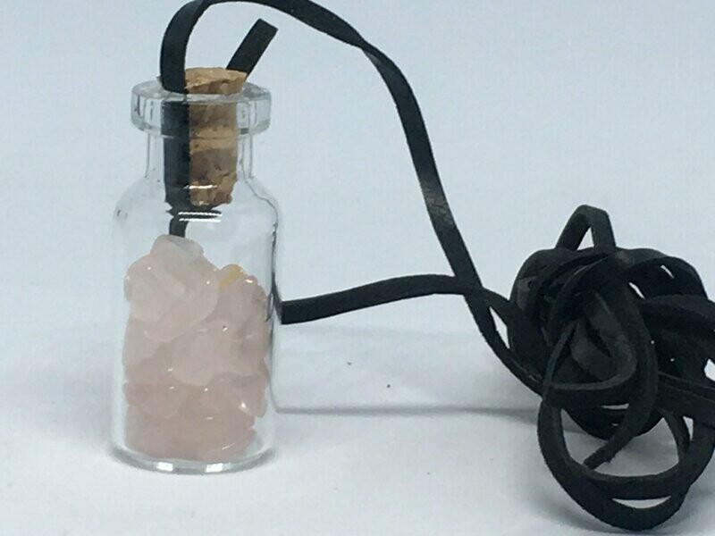 Pendentif Bouteille Quartz Rose