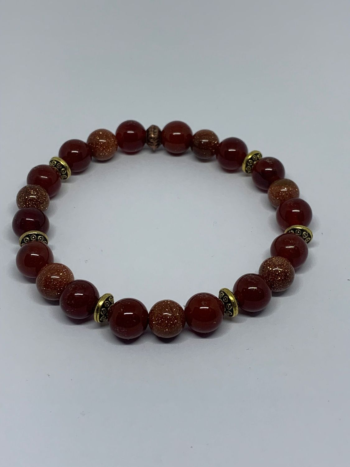 Bracelet Pierre du soleil  et Agate Rouge 8 mm
