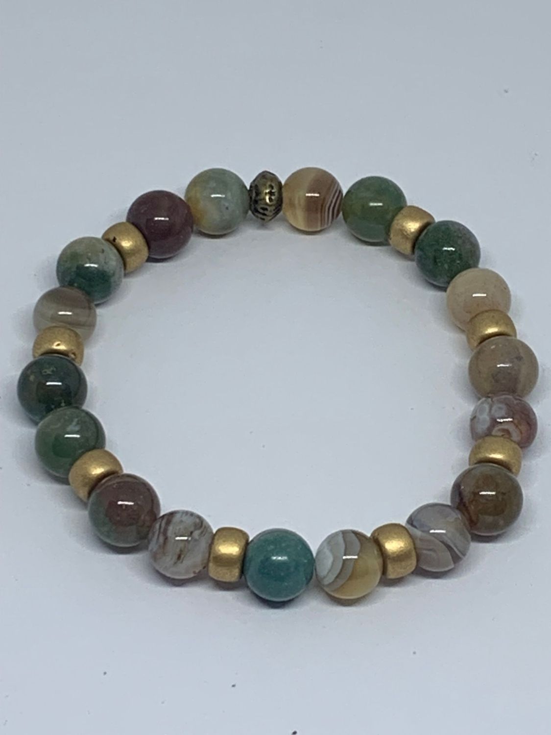 Bracelet perles pierre Agate Indienne et Botswana Agate 8 mm