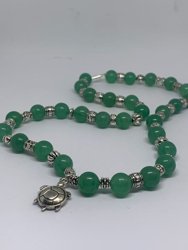 Collier Green Aventurine 10 mm  et  Fermoir  argenté