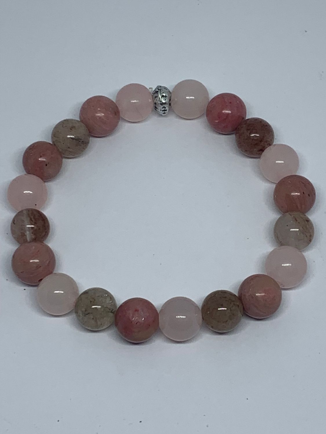 Bracelet pierre  Quartz Rose, Rhodonite, Quartz Imitation Strawberry  8 mm